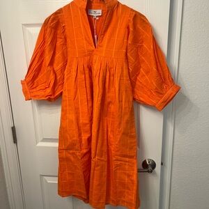 Never A Wallflower| High Neck Dress in Orange Poplin | Size XS *NWT*